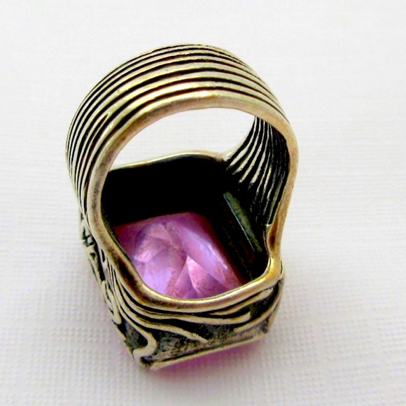 Silpada Vintage Oxidized Heavy Sterling Silver Lavender Fields CZ Ring Sz 8 - Picture 5 of 7